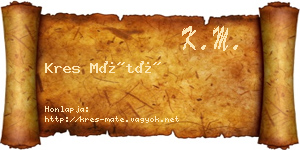 Kres Máté névjegykártya